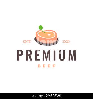 fette di carne di manzo di alta qualità moderno design semplice con logo illustrazione dell'icona vettoriale Illustrazione Vettoriale