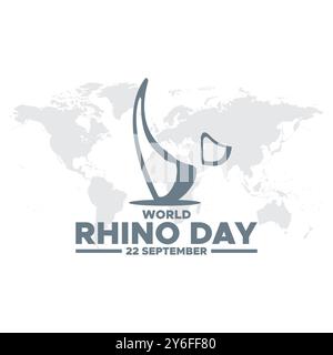 Giornata mondiale del rinoceronte, 22 settembre, progettazione del modello di social media del giorno Rhino, banner, annunci, post, reel, design di volantini, poster, banner pubblicitari, vettoriali o stock. Illustrazione Vettoriale