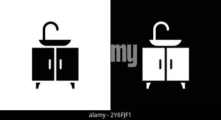 Set di icone del lavandino del bagno con linee sottili e segni vettoriali lineari Illustrazione Vettoriale