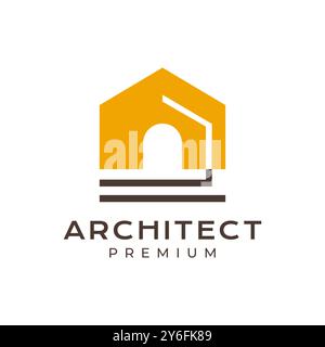 architetto casa struttura moderna semplice design minimalista logo illustrazione con icona vettoriale Illustrazione Vettoriale