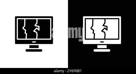 Visualizzazione o problemi lcd icona impostata in stile contorno linea sottile e segno vettoriale lineare Illustrazione Vettoriale