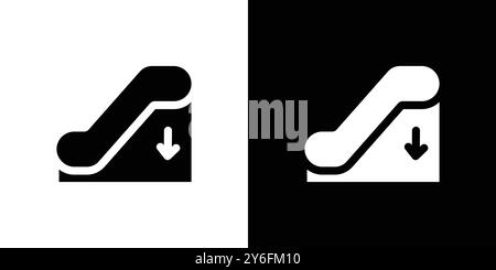 Icona scala mobile giù impostata in stile contorno linea sottile e segno vettoriale lineare Illustrazione Vettoriale