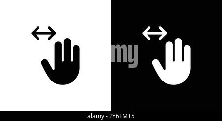L'icona di scorrimento orizzontale a tre dita è impostata in stile contorno linea sottile e segno vettoriale lineare Illustrazione Vettoriale