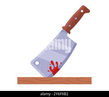 coltello da macellaio con sangue. tagliare la carne Illustrazione Vettoriale