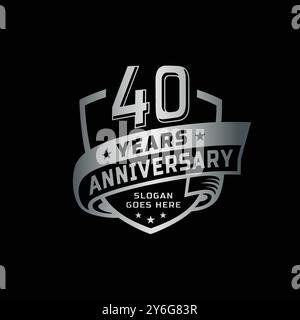 modello di design per festeggiamenti per i 40 anni. logo del 40° anniversario. Vettore e illustrazione. Illustrazione Vettoriale