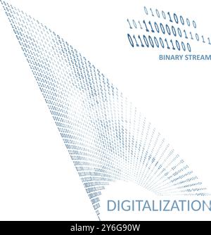 Digitalizzazione. Flusso di codice binario di uno e zero. Grafica vettoriale Illustrazione Vettoriale