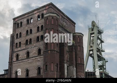 Miniera di Ewald, torre tortuosa, monumento industriale, carbone, miniere, industria, storia, Herten, Germania, Europa Foto Stock