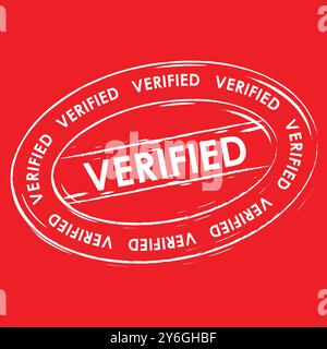Logo verificato su sfondo rosso, per uso aziendale Illustrazione Vettoriale