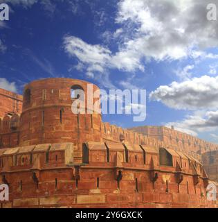 Mura del forte rosso ad agra, india Foto Stock