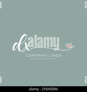 Design iniziale DX del logo di scrittura a mano Illustrazione Vettoriale