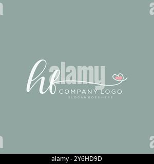 Design iniziale del logo per la scrittura a mano HF Illustrazione Vettoriale