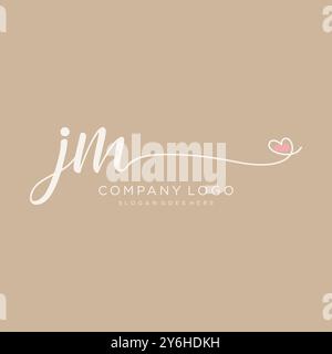 JM disegno iniziale del logo della scrittura a mano Illustrazione Vettoriale