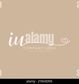 IU disegno iniziale del logo della scrittura a mano Illustrazione Vettoriale
