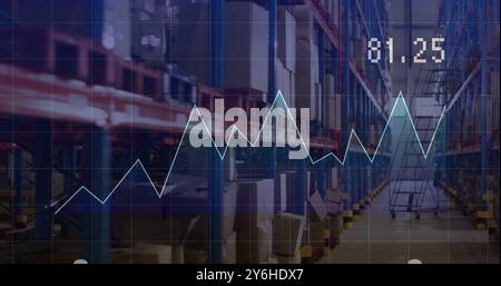 Immagine dell'elaborazione dei dati finanziari nel magazzino Foto Stock