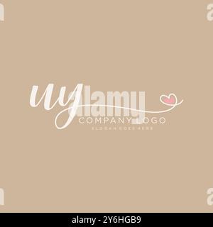 Design iniziale del logo di scrittura a mano UY Illustrazione Vettoriale