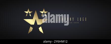 I cerchi Golden e Luxury raggruppano il vettore del logo per l'azienda su modelli di sfondo scuro Illustrazione Vettoriale