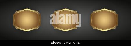 Banner di lusso per la celebrazione del 20° anniversario, immagine vettoriale Golden retro vintage per pulsante in ferro su sfondo scuro Illustrazione Vettoriale