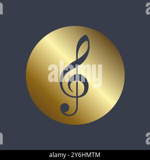 Tasto, simbolo, icona, elemento delle note musicali di lusso, utilizzato nel design dei concetti musicali e nel modello vettoriale Illustrazione Vettoriale