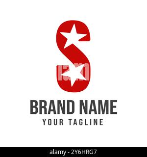 Illustrazione del disegno vettoriale del logo della lettera S o del modello di icona con due elementi di design a stella Illustrazione Vettoriale