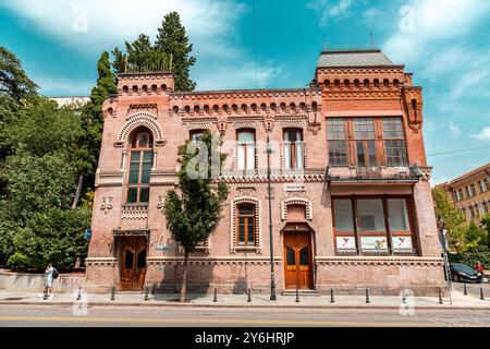 Tbilisi, Georgia - 10 AUG, 2024: David Aghmashenebeli Avenue è uno dei viali principali nella parte storica di Tbilisi, conosciuta per il suo XIX secolo Foto Stock