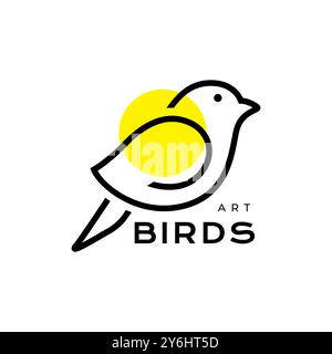 linea canary bird semplice design minimalista e moderno con logo vettoriale Illustrazione Vettoriale