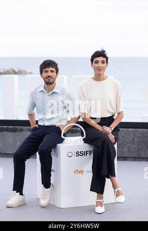 Pedro Martín Calero e Isabel Peña hanno partecipato a "El Llanto" Photocall durante il 72° Festival Internazionale del Cinema di San Sebastian al Palazzo Kursaal il 25 settembre 2024 a Donostia / San Sebastian, Spagna. Foto Stock