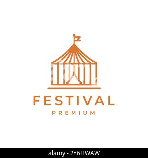 il circo della tenda del festival mostra il logo della linea vettoriale Illustrazione Vettoriale
