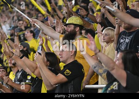 Columbus, Ohio, Stati Uniti. 25 settembre 2024. I tifosi dei Columbus Crew durante la Campeones Cup 2024 contro l'América a Columbus, Ohio. Brent Clark/Cal Sport Media/Alamy Live News Foto Stock