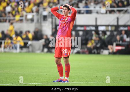 Columbus, Ohio, Stati Uniti. 25 settembre 2024. Il portiere dei Columbus Crew Patrick Schulte (28) contro l'América nella Campeones Cup 2024 a Columbus, Ohio. Brent Clark/Cal Sport Media/Alamy Live News Foto Stock