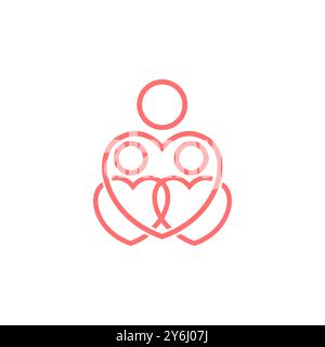 family love connection line logo design vettoriale Illustrazione Vettoriale