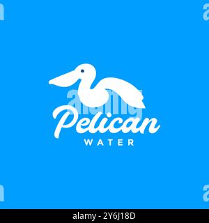 pellicani che nuotano bellezza natura logo design vettoriale piatto Illustrazione Vettoriale