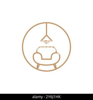 design vettoriale con logo della linea di mobili minimalisti per sedie Illustrazione Vettoriale
