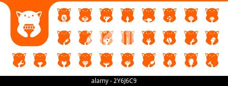 logo della collezione cat cute fat flat icon vector Illustrazione Vettoriale