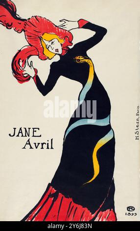 Poster antico per Jane Avril, Henri de Toulouse-Lautrec, 1899 Foto Stock