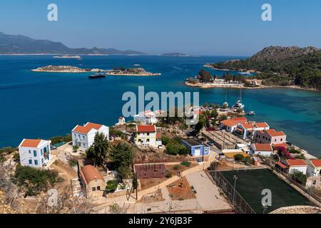 Vista dell'isola dal castello di Kastellorizo ​​island, Dodekanisos, Grecia Foto Stock