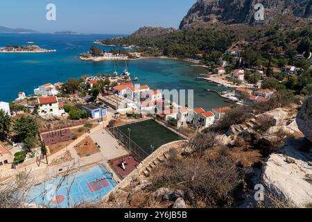 Vista dell'isola dal castello di Kastellorizo ​​island, Dodekanisos, Grecia Foto Stock