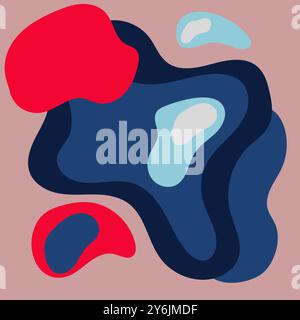 Design geometrico astratto in rosso, blu e rosa. Sfondo trendy per branding, grafica Web, poster o contenuti di social media. Illustrazione Vettoriale