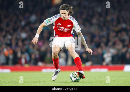 Riccardo Calafiori dell'Arsenal FC in azione durante la partita Arsenal FC contro Bolton Wanderers FC Carabao Cup Round 3 all'Emirates Stadium di Londra, Inghilterra, Regno Unito il 25 settembre 2024 Credit: Every Second Media/Alamy Live News Foto Stock