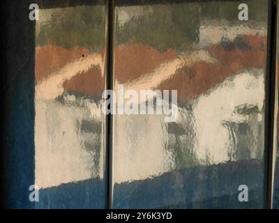 House Buildings Architecture: Reflection in Wall Tiles, A Creative Composition Foto Stock