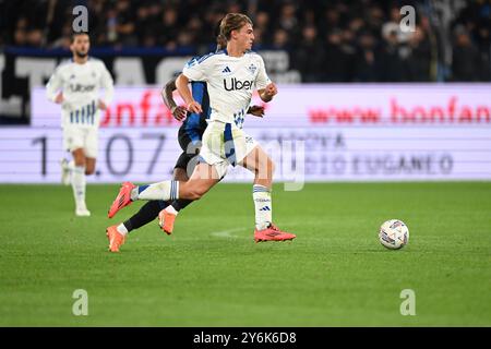 Paz Nico del Como calcio durante la partita di calcio di serie A tra IAtalanta BC e calcio Como il 24 settembre 2024 allo stadio Gewiss di Bergamo Foto Stock