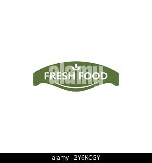 Etichetta dei prodotti alimentari freschi. Logo per alimenti biologici. Adesivo di sano Illustrazione Vettoriale