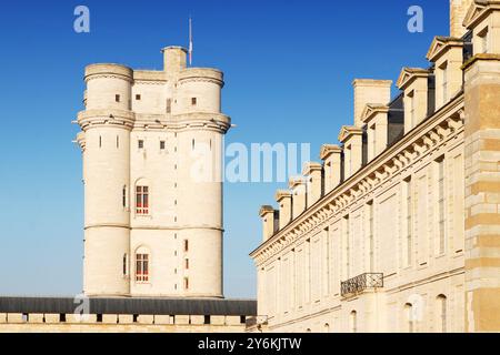 Francia. Val de Marne. Il castello di Vincennes. Sullo sfondo il dungeon. Foto Stock
