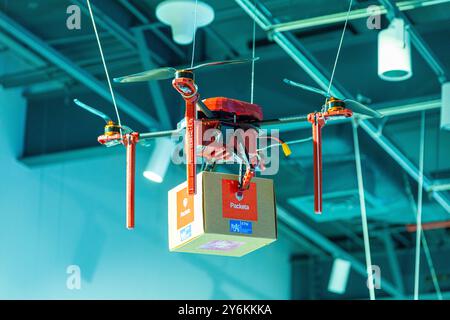 Emirati Arabi Uniti, Dubai, Expo 2020. Consegna pacchi con drone. Packeta, compagnia di Zásilkovna Foto Stock