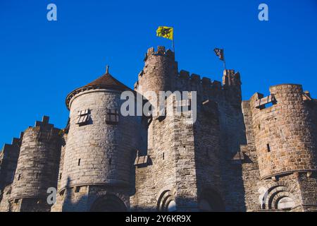 Europa, Belgio, Gand. Gravensteen, castello dei conti delle Fiandre Foto Stock