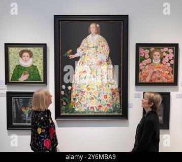 Saatchi Gallery, Londra, Regno Unito. 26 settembre 2024. Il meglio dell'arte britannica moderna e contemporanea in mostra alla British Art Fair, che si svolge dal 26-29 settembre con oltre 60 dei principali rivenditori del Regno Unito di arte moderna britannica e contemporanea. Immagine: Funziona su Portal Painters. Crediti: Malcolm Park/Alamy Live News Foto Stock