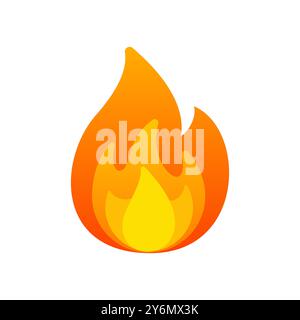 Icona fuoco. Icona colorata della fiamma. Simbolo luminoso del falò. Illustrazione vettoriale. Illustrazione Vettoriale