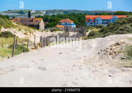 Francia, Hauts de France, Pas-de-Calais, spiaggia Camiers Sainte-Cecile Foto Stock