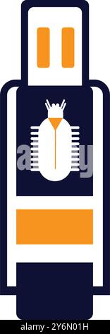 pendrive, bug, virus, usb, flash, unità del computer, icona del virus del bug del computer sull'unità flash usb Illustrazione Vettoriale