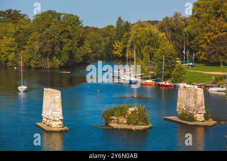 Francia, Normandia, Eure, Vernon, vecchio ponte Vernonnet Foto Stock
