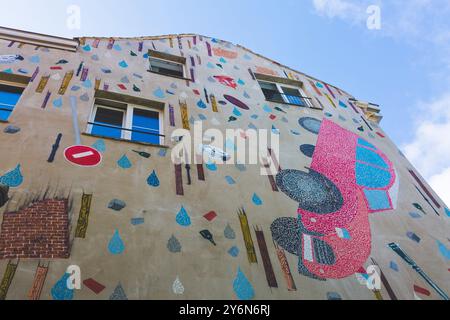 Belgio, Bruxelles, quartiere Marolles, affresco, rue des Chandeliers Foto Stock